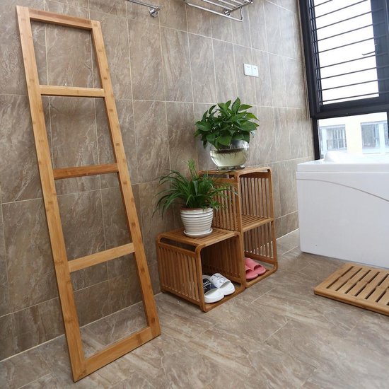 Decopatent® Staande Bamboe handdoeken Ladder Rek - badkamer handdoekhouder  voor tegen... | bol.com