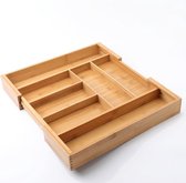 Plateau à couverts extensible pour tiroir de cuisine - 5 compartiments -> Extensible à 7 compartiments - Organisateur de couverts en bois de bambou de haute qualité - Cassette à couverts extensible - 33-55 x 45,5 x 6,5 Cm. - Décopatent®