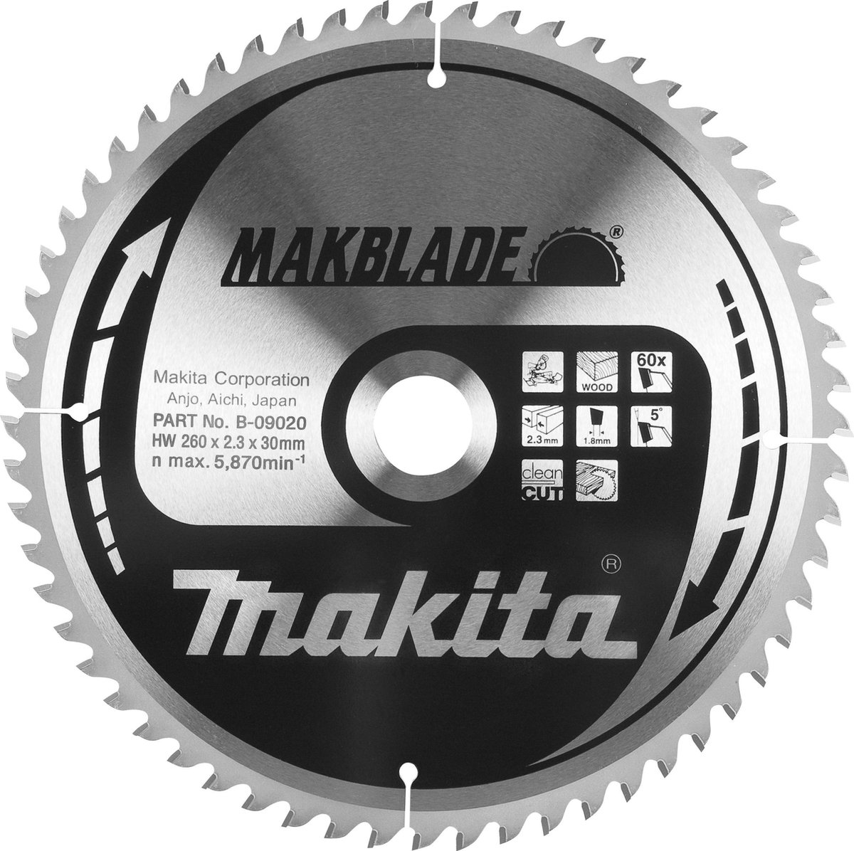 Makita B-09117 Makblade Cirkelzaagblad 260 x 30 x 100T Hout MDF Laminaat