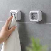 Vito Kitchen® 2 stuks set - Zelfklevende HanddoekHouder - Modern Design - Handdoekhaakjes - Handdoekklem - Wit Transparant