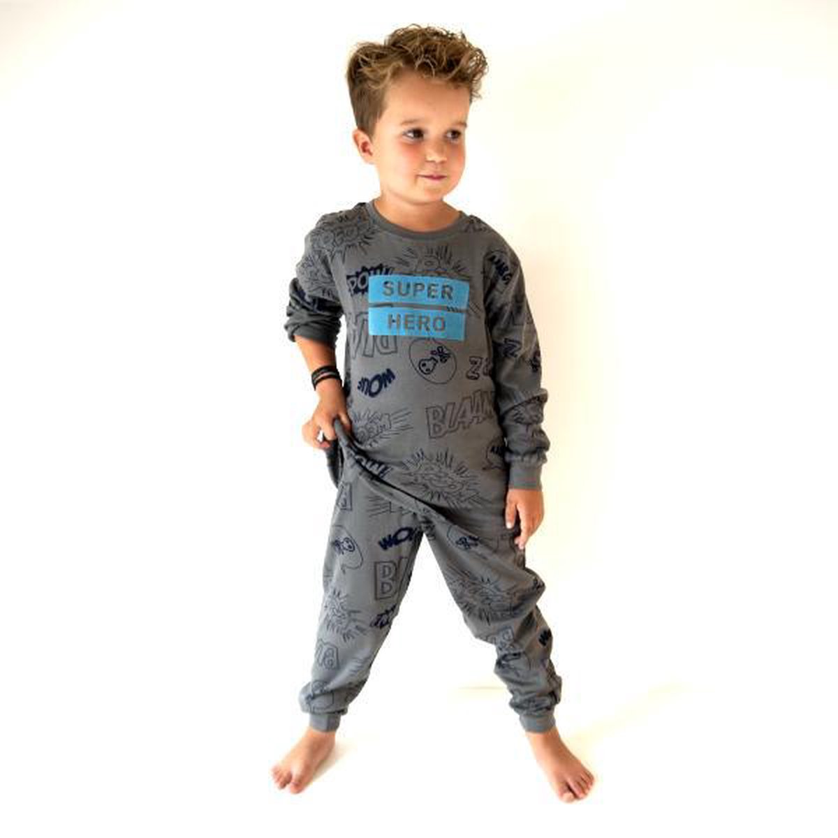 Frogs and Dogs - Pyjama Superheld - Antraciet - Maat 128 - Jongens