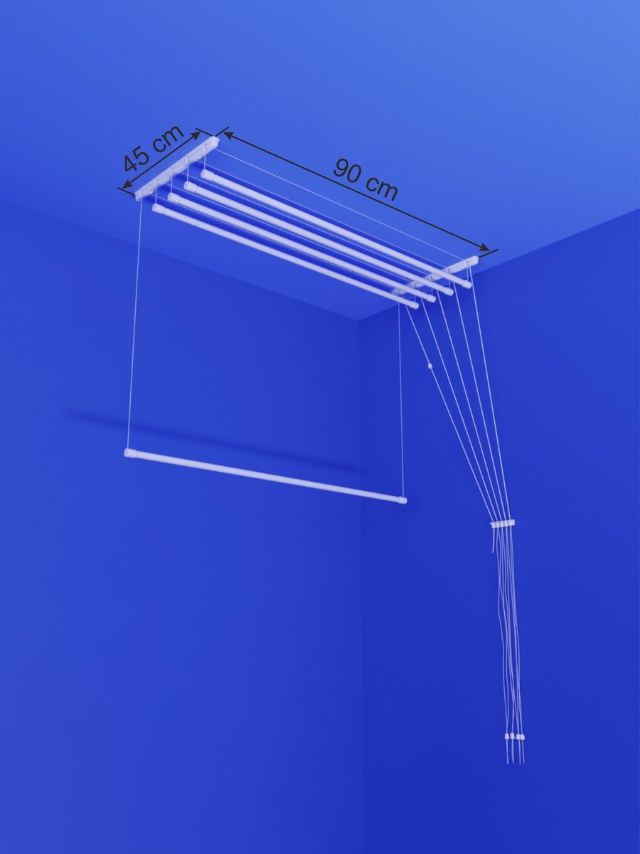 Heavy-duty Ruimtebesparend Plafond Droogrek - 5 stangen elk 90 cm lang