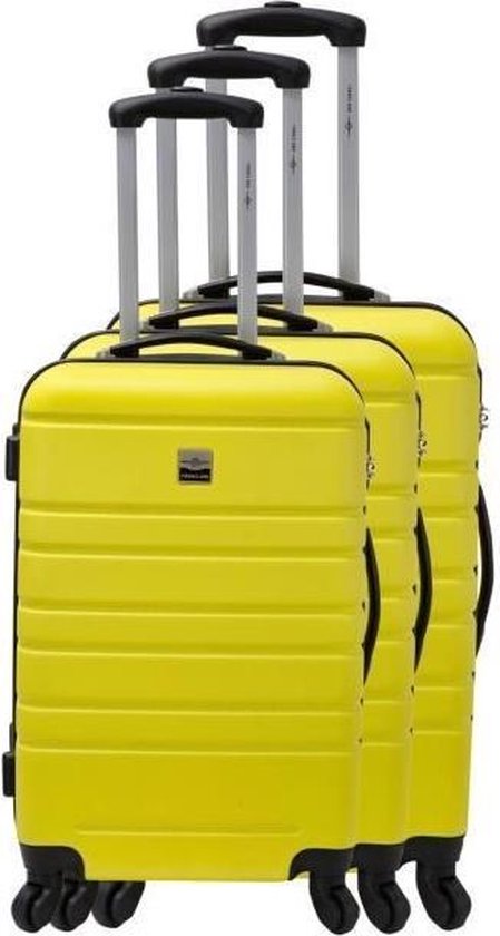 FRANCE BAG Lot de 3 valises rigides ABS 4 roues 55-65-70cm Jaune | bol.