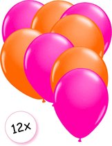 Ballonnen Neon Roze & Neon Oranje 12 stuks 25 cm