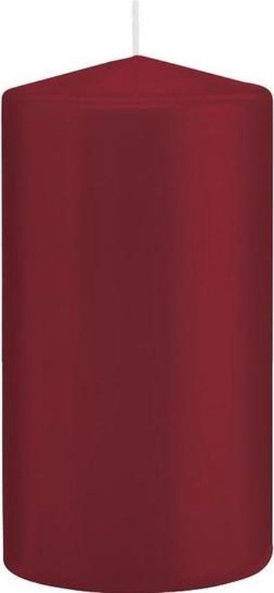 1x Bordeauxrode cilinderkaars/stompkaars 8 x 15 cm 69 branduren - Geurloze kaarsen - Woondecoraties