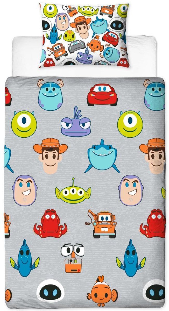 Disney Pixar Emoji Dekbedovertrek Toy Story Cars Dory 135x200 Polyester