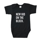 Rompertjes baby met tekst - New kid on the block - Romper zwart - Maat 50/56