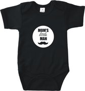 Rompertjes baby met tekst - Mom's little man - Romper zwart - Maat 62/68