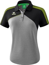 Erima Premium One 2.0 Polo Dames Grijs Melange-Zwart-Lime Pop Maat 34