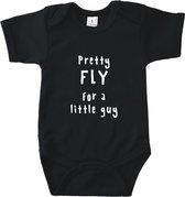 Rompertjes baby met tekst - Pretty fly for a little guy - Romper zwart - Maat 50/56