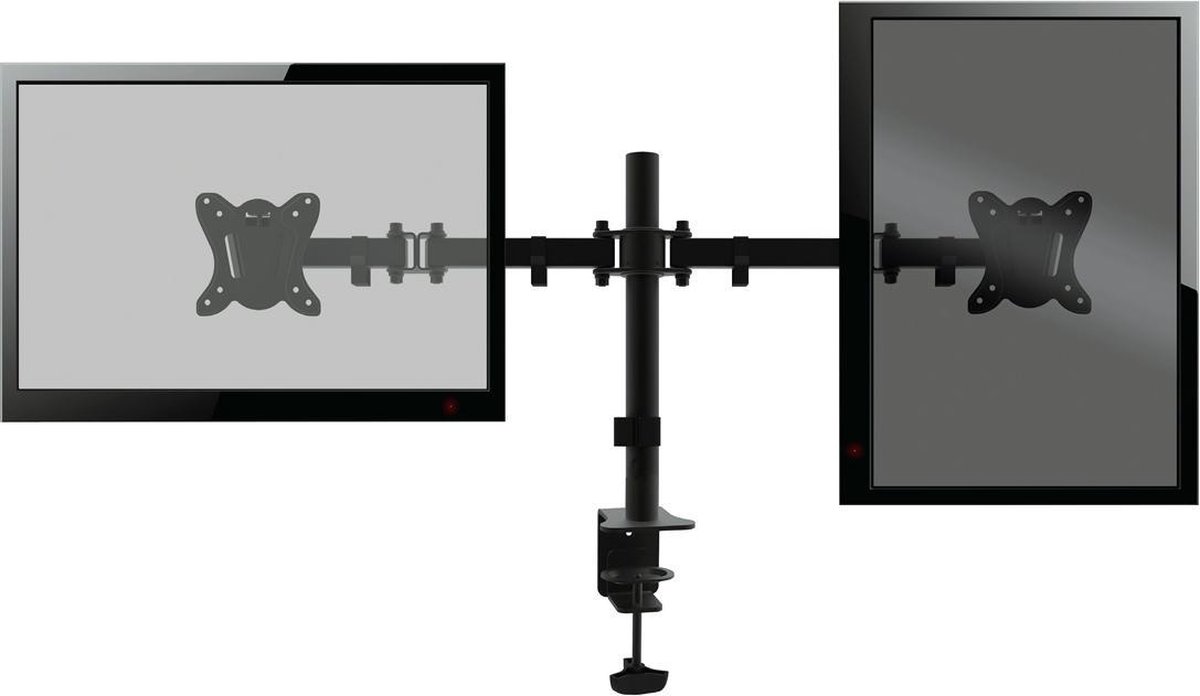Platinet Omega OUPC024D Dubbele monitor arm voor bureaus en tafels, voor twee 13 tot 27 inch schermen, Vesa standaard, zwart
