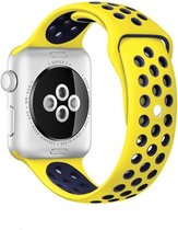 KELERINO. Siliconen bandje geschikt voor Apple Watch (42mm & 44mm) - Geel  / Blauw - Large