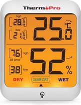 ThermoPro TP53 Digitale thermo-hygrometer, bewaking kamertemperatuur en luchtvochtigheid, met achtergrondverlichting