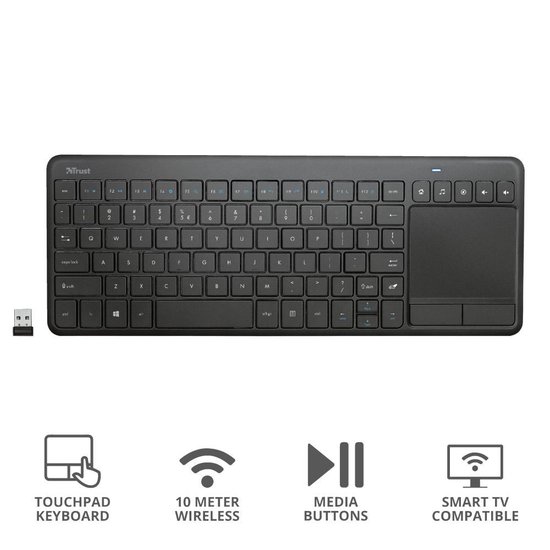 Toetsenbord, Draadloos Toetsenbord Mini Draagbaar met Touchpad Numeriek Toetsenbord voor Computer TV Draadloos 59 Toetsen 2.4G Ultradun