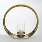 Windlicht - Goud - Ring - 36cm - Glas - Aluminium