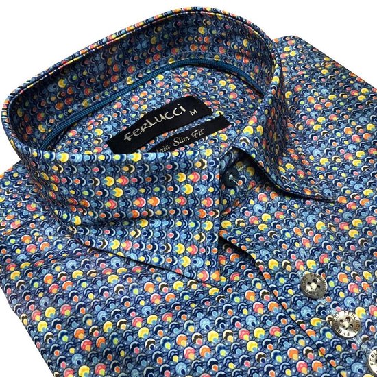 Ferlucci Heren Overhemd met Cupcake Design - Calabria - Stretch - Blauw |  bol.com