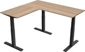 Zit-sta hoek bureau elektrisch Elmo 180 x 80|NPR|Midden eiken |Zwart frame
