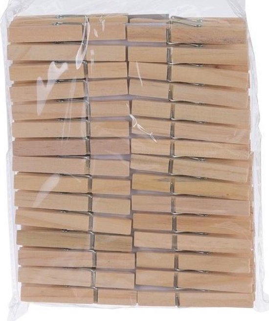 120x stuks voordeelpak stevige wasknijpers/wasgoedknijpers van bamboe hout – 7 x 1 cm per stuk