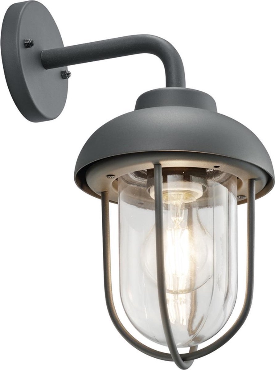 LED Tuinverlichting - Tuinlamp - Trion Dereuri - Wand - E27 Fitting - Antraciet - Aluminium