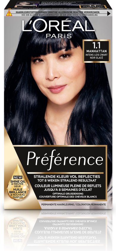bol.com | L'Oréal Paris Préférence 1.1 - Intens IJzig Zwart - Haarverf met  Color extender