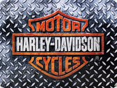 Harley Davidson Diamond Plate - Metalen Wandplaat