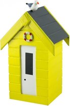 Spaarpot strandhuis - geel - 15 cm