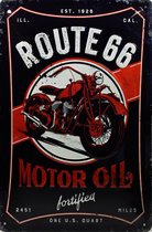 Wandbord - Route 66 Motor Oil Est 1926 - 20x30cm