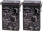 2x Zwart rechthoekige koffieblikken/bewaarblikken 19 cm - Koffie voorraadblikken - Koffiepads/koffiecups voorraadbussen