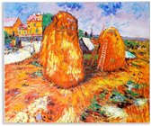 Canvas Schilderijen -Muurdecoratie woonkamer- Handgeschilderd - Wheat Stacks - Inspiration of Vincent van Gogh - 50X60 cm