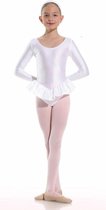 Danceries Justaucorps Sarasson Double jupe manches longues Elasthan blanc - Taille 122-128