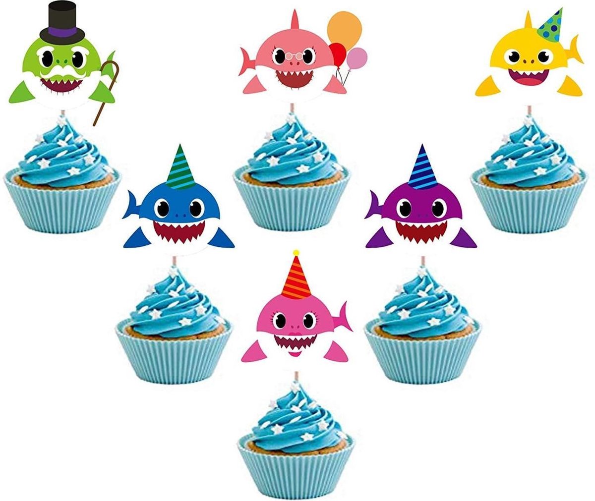 Cupcake Toppers Cocktailprikkers Baby Shark Babyshark Haai