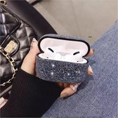 Airpods Apple Cover Case - Swarovski Stenen - Beschermhoes - Geschikt Voor Airpods Pro - Zwart