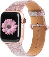 DrPhone 42/44mm Vrouwen Glitter Bling PU Lederen Armband - Geschikt voor Apple Watch 42/44mm Series - Rosegold