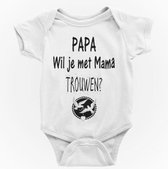 Passie voor stickers Baby rompertjes met tekst: Papa wil je met Mama trouwen  50/56