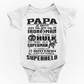 Passie voor stickers Baby rompertjes met tekst: Papa superheld  110/116
