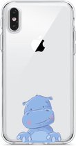 Apple Iphone X / XS Nijlpaard siliconen telefoonhoesje transparant - Nijlpaardje