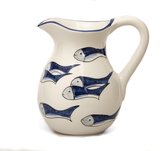 Pro Italia Tonno Blu waterkan - blauw/grijs - 1 Liter-  keramiek-aardewerk - waterkaraf-wijnkan-decoratie