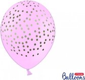Partydeco - Ballonnen Baby roze dots goud 50 stuks