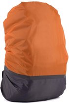 Reflecterende Regenhoes Voor Rugzak - 41 tot 55 Liter - Oranje - Backpack Regenhoes - Reflecterende streep - Veiligheid - L (orange, grijs)