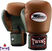 Twins Special - Bokshandschoenen van premium leer - BGVL 3 - Retro Bruin met groen - 14 oz