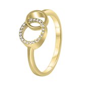 Lucardi Dames Goldplated ring cirkels met zirkonia - Ring - Cadeau - Goudkleurig