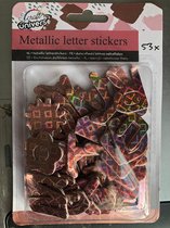 Stickers Alfabet metallic letters 53 stuks kleur metallic roze glitter -  3 cm hoog - 2.5 cm lang