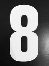 huisnummer sticker - nr. 8 - wit groot- huisnummer stickers - huisnummer cijfers - afvalbak nummers- huis nummer 8- kliko cijfers- container nummers- coverart- nummer stickers- pla