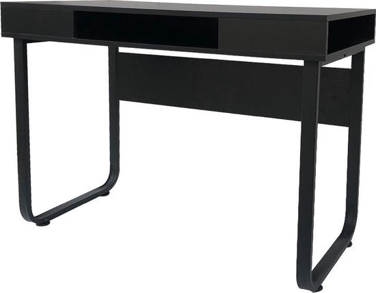Bureau computer tafel Stoer - sidetable - industrieel modern - zwart metaal zwart hout - 110 cm breed