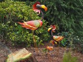 Tuindecoratie - metaal - vreemde vogel - Flamingo donker groot 135x32x92