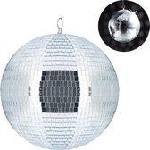 Relaxdays discobal 30 cm - spiegelbol - discobol - spiegelbal - zilver - groot - plafond