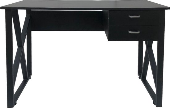 Zijdelings kwaad Leerling Bureau computer tafel Stoer - sidetable - industrieel modern - metaal met  hout - zwart | bol.com