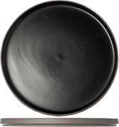 Cosy en Trendy 1350 Black Plat Bord Porselein -  D28xh2cm  (set van 6) En Yourkitchen E-kookboek - Heerlijke Smulrecepten