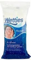 Wetties - Pocket- Voordeelverpakking- 5 x 20 doekjes- Verfrissingsdoekjes voor handen en gezicht