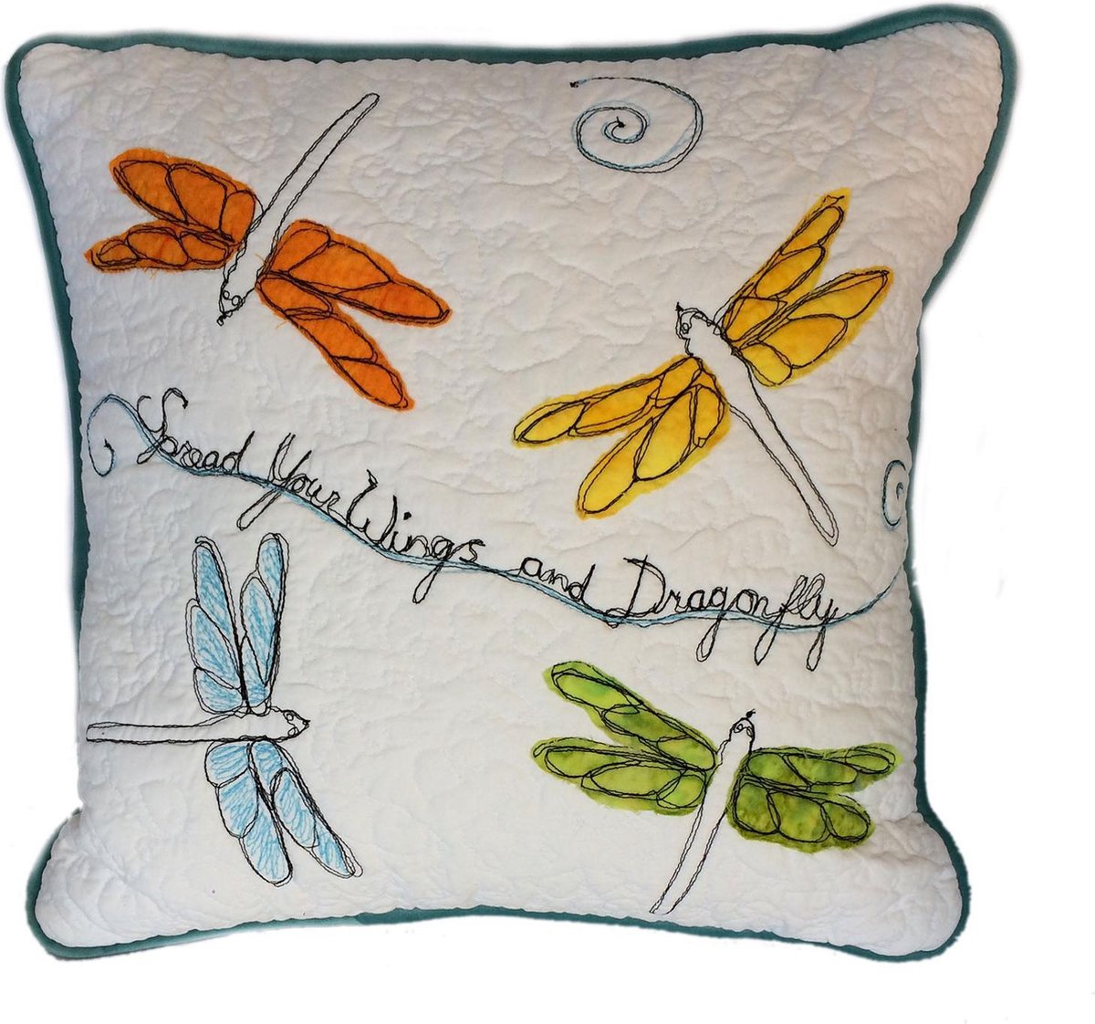 Handgemaakt applicatie kussen Libelle, Dragonfly